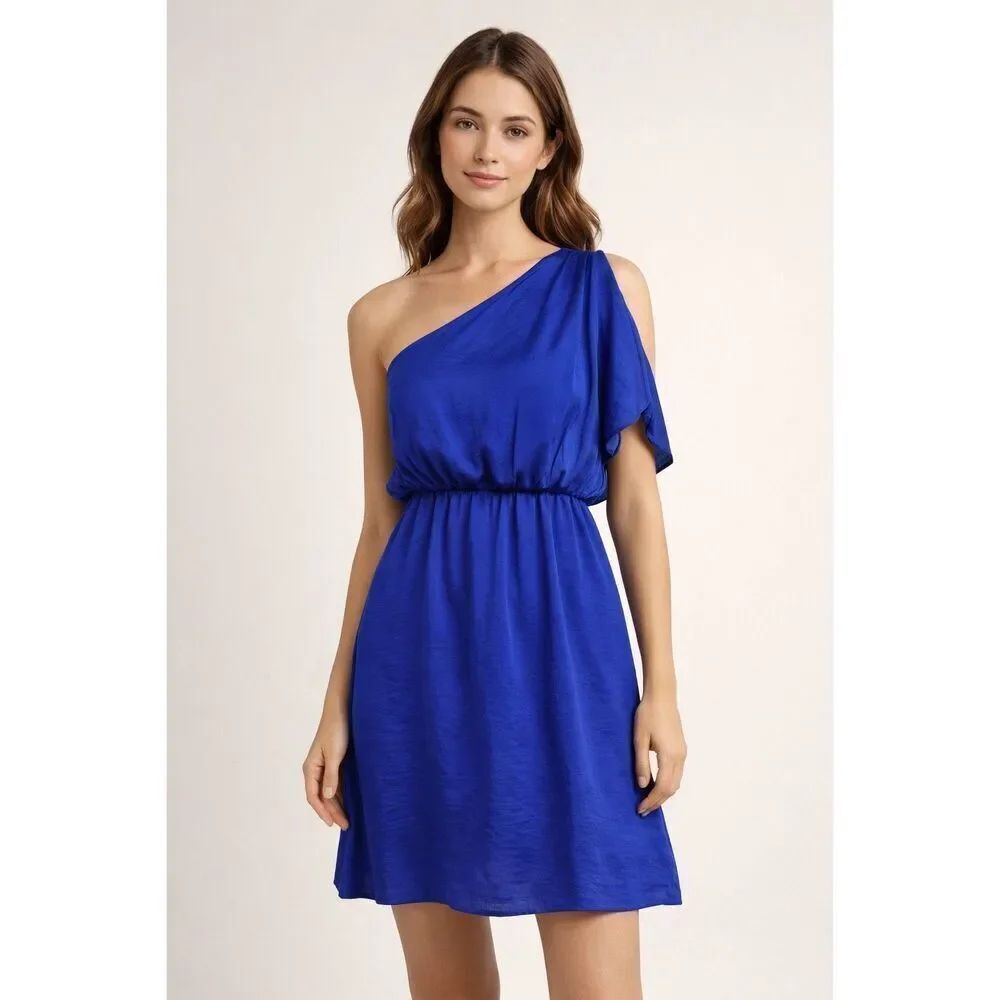 City Triangles Royal Blue One Shoulder Cocktail Dress M